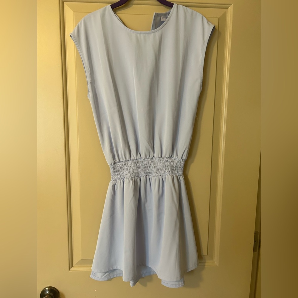 pleat blue dress